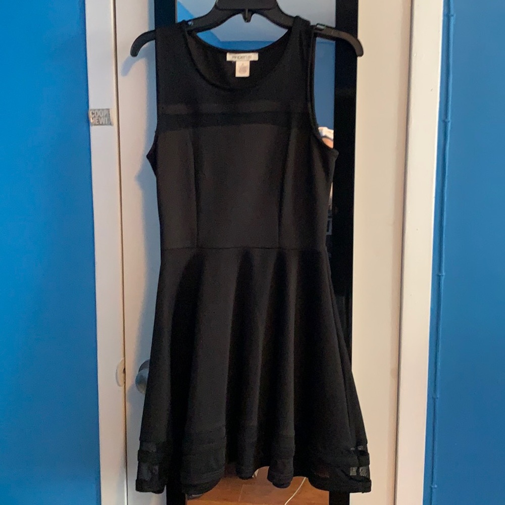 Arden B. Black sleeveless dress with mesh trim